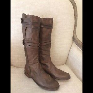 LD Tuttle Moto Boots Knee High Brown Leather Wrap